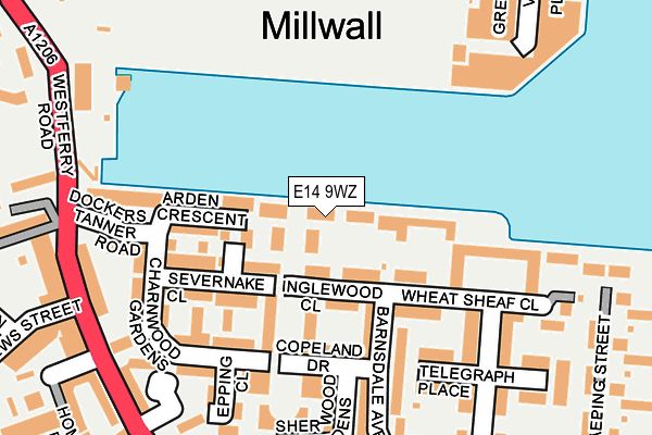 E14 9WZ map - OS OpenMap – Local (Ordnance Survey)