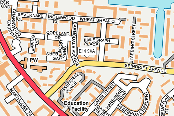 E14 9XA map - OS OpenMap – Local (Ordnance Survey)