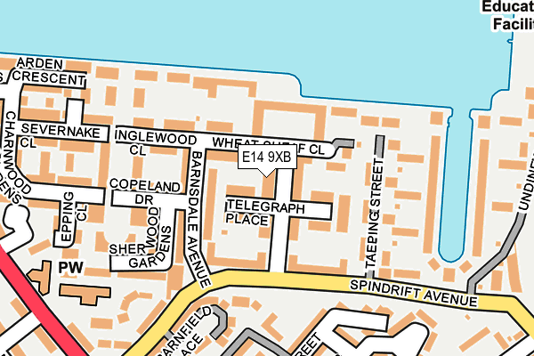 E14 9XB map - OS OpenMap – Local (Ordnance Survey)