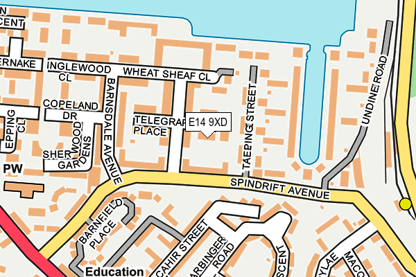 E14 9XD map - OS OpenMap – Local (Ordnance Survey)