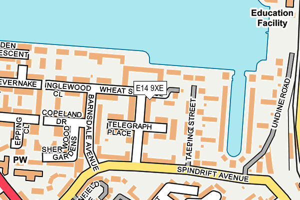 E14 9XE map - OS OpenMap – Local (Ordnance Survey)