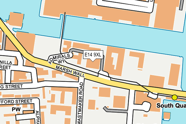 E14 9XL map - OS OpenMap – Local (Ordnance Survey)