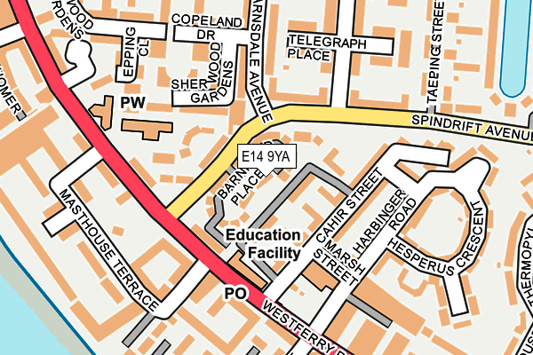 E14 9YA map - OS OpenMap – Local (Ordnance Survey)