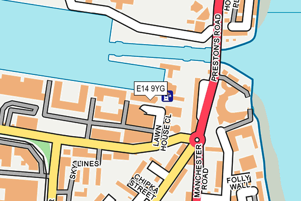 E14 9YG map - OS OpenMap – Local (Ordnance Survey)