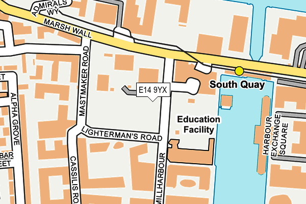 E14 9YX map - OS OpenMap – Local (Ordnance Survey)