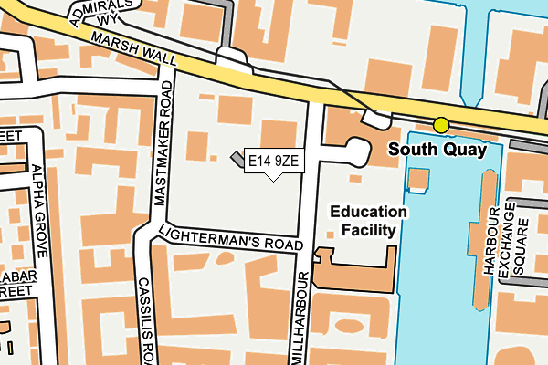 E14 9ZE map - OS OpenMap – Local (Ordnance Survey)