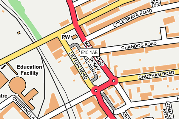 E15 1AB map - OS OpenMap – Local (Ordnance Survey)