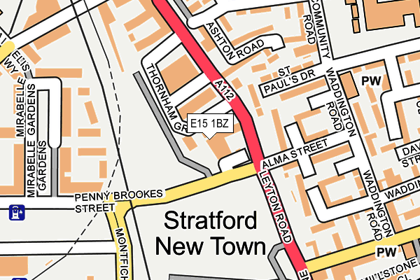 E15 1BZ map - OS OpenMap – Local (Ordnance Survey)