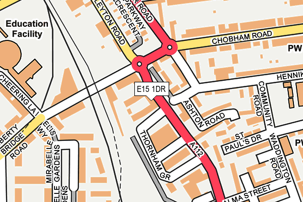 E15 1DR map - OS OpenMap – Local (Ordnance Survey)