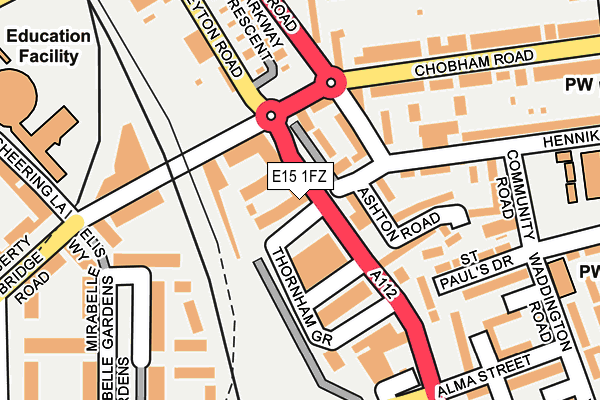 E15 1FZ map - OS OpenMap – Local (Ordnance Survey)