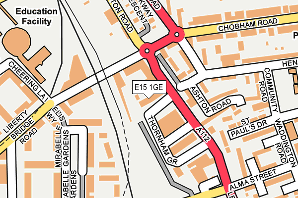 E15 1GE map - OS OpenMap – Local (Ordnance Survey)