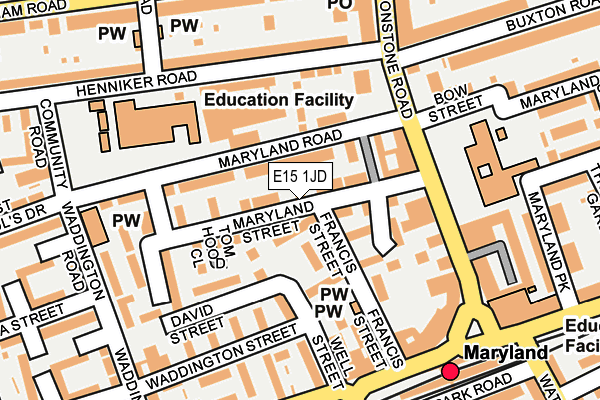 E15 1JD map - OS OpenMap – Local (Ordnance Survey)