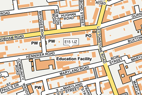 E15 1JZ map - OS OpenMap – Local (Ordnance Survey)