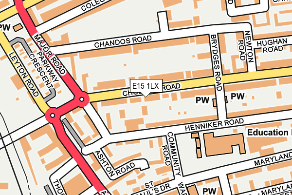E15 1LX map - OS OpenMap – Local (Ordnance Survey)