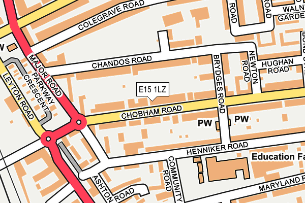 E15 1LZ map - OS OpenMap – Local (Ordnance Survey)