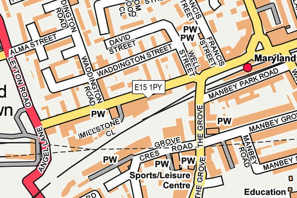 E15 1PY map - OS OpenMap – Local (Ordnance Survey)