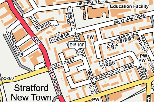 E15 1QF map - OS OpenMap – Local (Ordnance Survey)