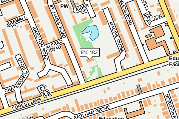 E15 1RZ map - OS OpenMap – Local (Ordnance Survey)