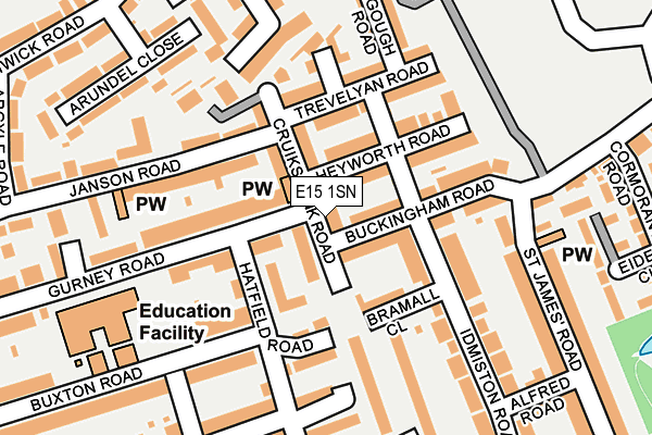 E15 1SN map - OS OpenMap – Local (Ordnance Survey)