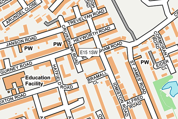 E15 1SW map - OS OpenMap – Local (Ordnance Survey)