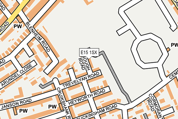 E15 1SX map - OS OpenMap – Local (Ordnance Survey)