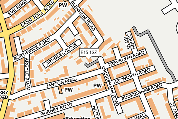 E15 1SZ map - OS OpenMap – Local (Ordnance Survey)
