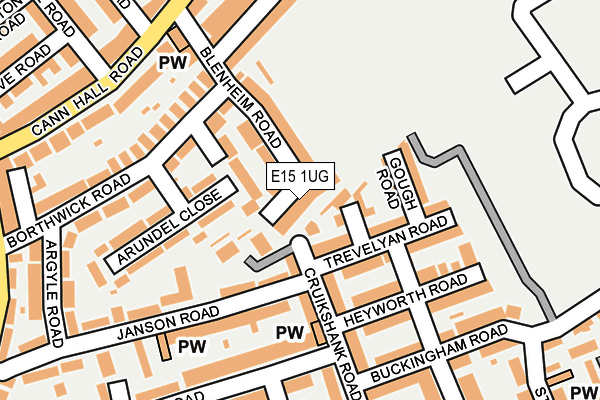 E15 1UG map - OS OpenMap – Local (Ordnance Survey)