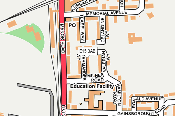 E15 3AB map - OS OpenMap – Local (Ordnance Survey)