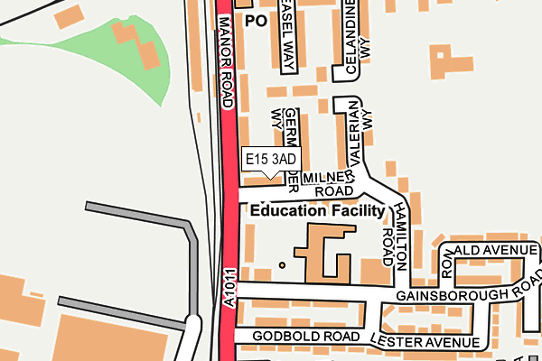 E15 3AD map - OS OpenMap – Local (Ordnance Survey)