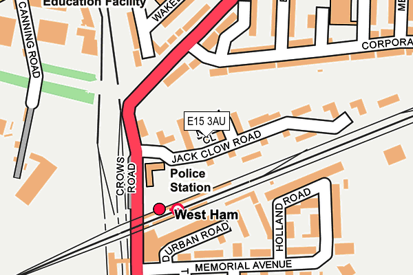 E15 3AU map - OS OpenMap – Local (Ordnance Survey)
