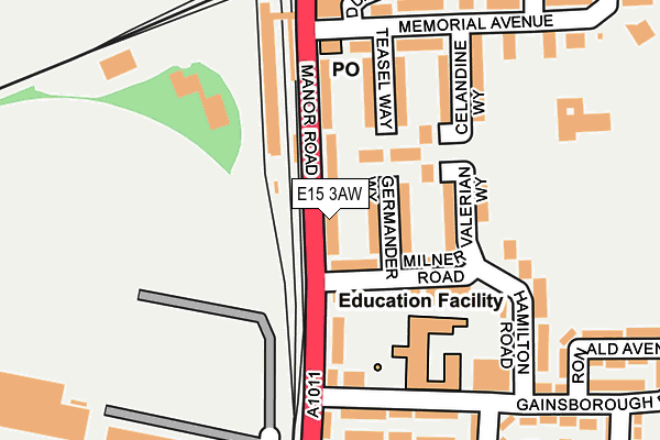 E15 3AW map - OS OpenMap – Local (Ordnance Survey)