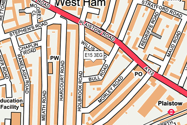 E15 3EG map - OS OpenMap – Local (Ordnance Survey)