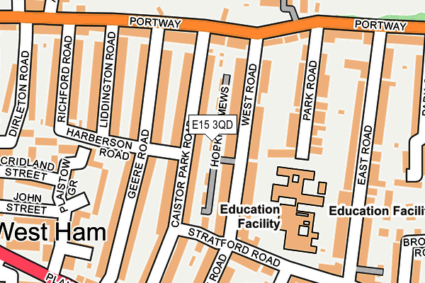 E15 3QD map - OS OpenMap – Local (Ordnance Survey)