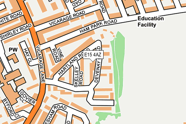 E15 4AZ map - OS OpenMap – Local (Ordnance Survey)