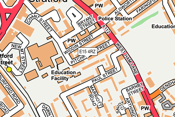 E15 4RZ map - OS OpenMap – Local (Ordnance Survey)