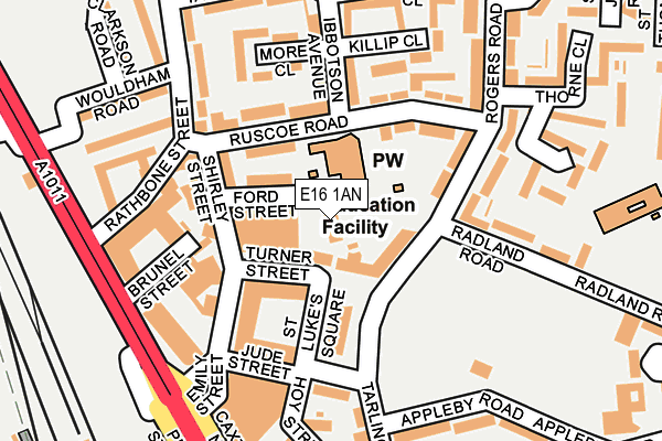 E16 1AN map - OS OpenMap – Local (Ordnance Survey)