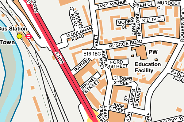 E16 1BG map - OS OpenMap – Local (Ordnance Survey)