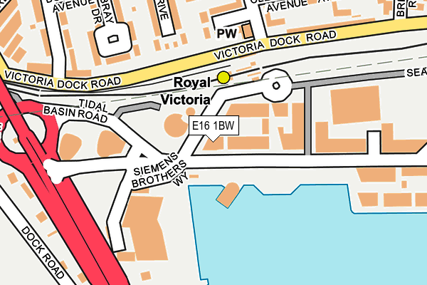 E16 1BW map - OS OpenMap – Local (Ordnance Survey)