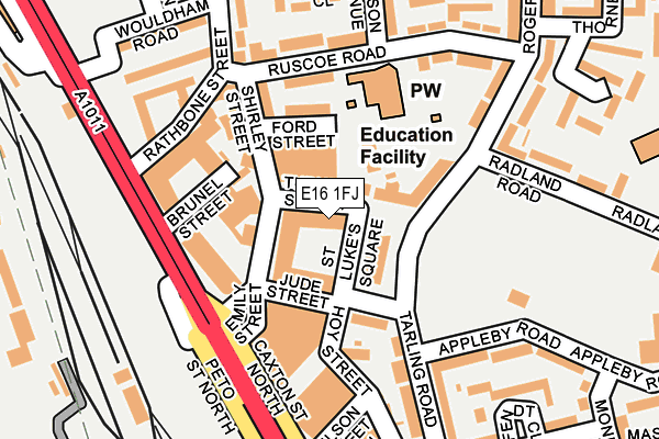 E16 1FJ map - OS OpenMap – Local (Ordnance Survey)