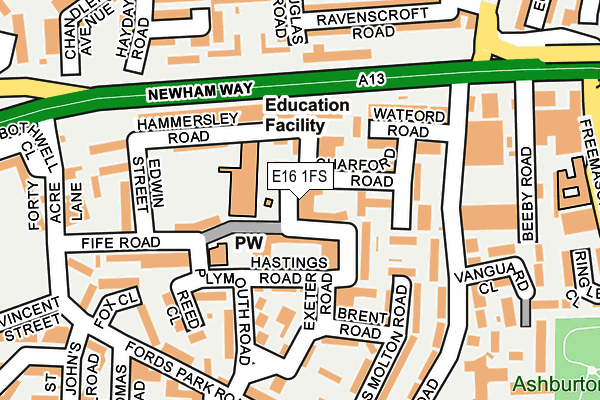 E16 1FS map - OS OpenMap – Local (Ordnance Survey)