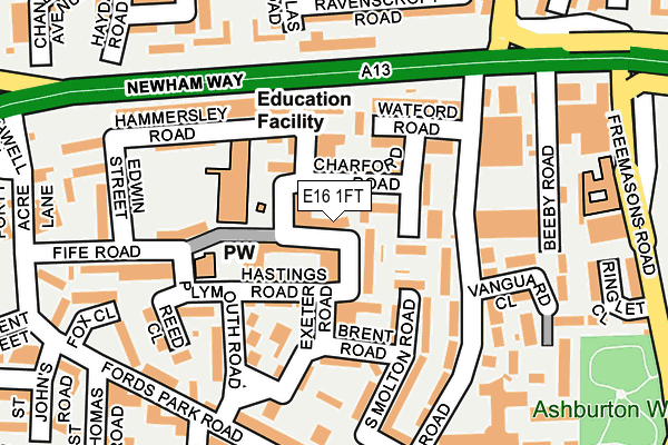 E16 1FT map - OS OpenMap – Local (Ordnance Survey)