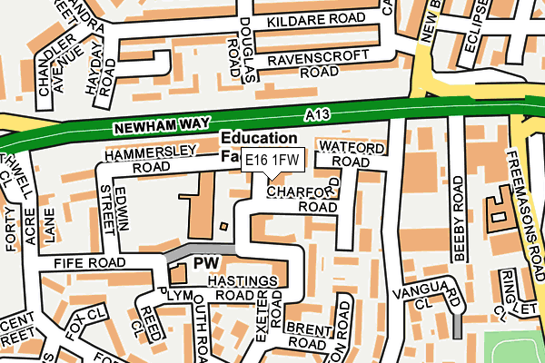 E16 1FW map - OS OpenMap – Local (Ordnance Survey)