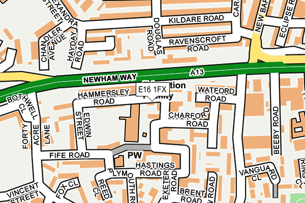 E16 1FX map - OS OpenMap – Local (Ordnance Survey)