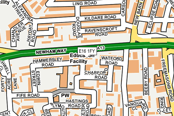 E16 1FY map - OS OpenMap – Local (Ordnance Survey)