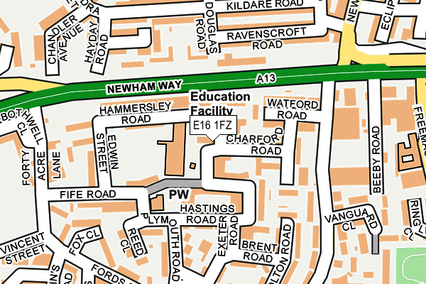 E16 1FZ map - OS OpenMap – Local (Ordnance Survey)