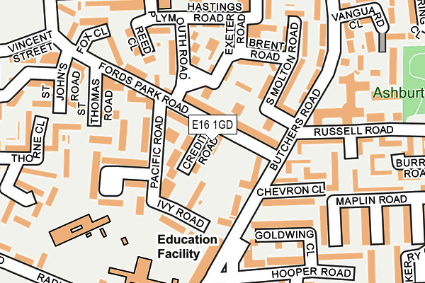 E16 1GD map - OS OpenMap – Local (Ordnance Survey)