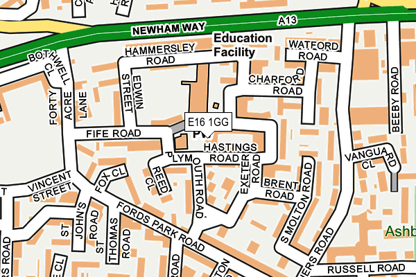 E16 1GG map - OS OpenMap – Local (Ordnance Survey)