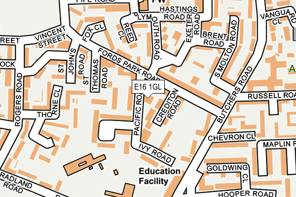 E16 1GL map - OS OpenMap – Local (Ordnance Survey)