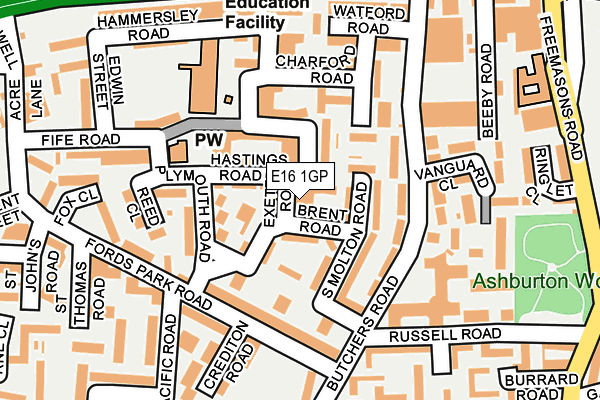 E16 1GP map - OS OpenMap – Local (Ordnance Survey)