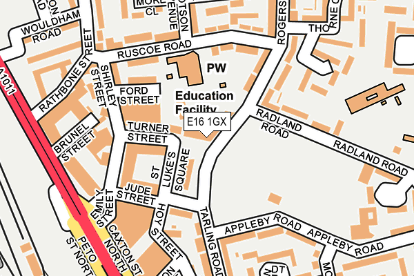 E16 1GX map - OS OpenMap – Local (Ordnance Survey)